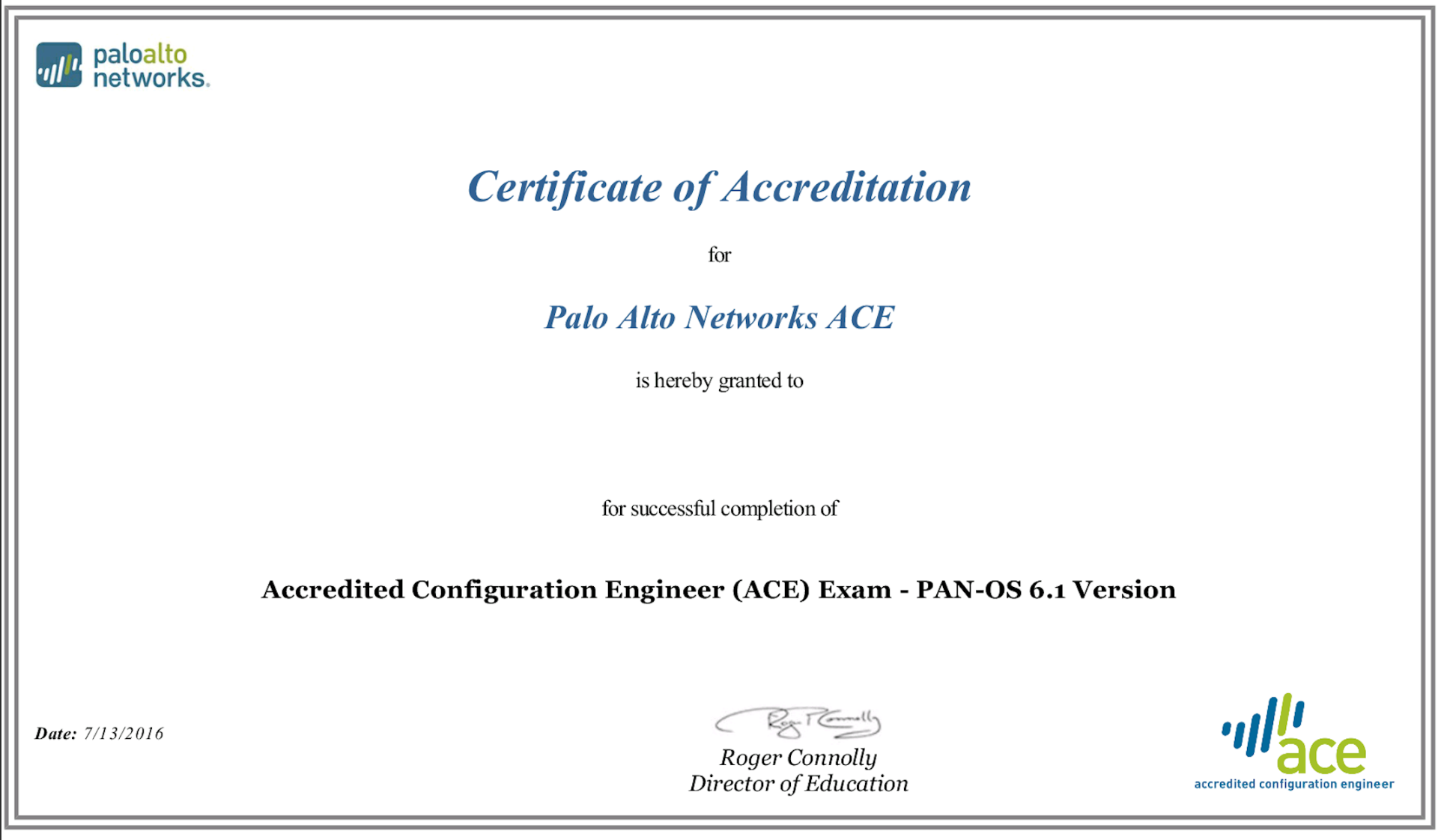 Palo Alto Networks ACE 認證